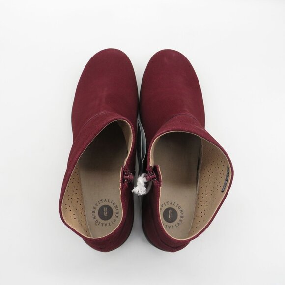 Revitalign Womens Burgundy Suede Ankle Boots Size 9.5 Side Zipper Closure NEW - Picture 4 of 9